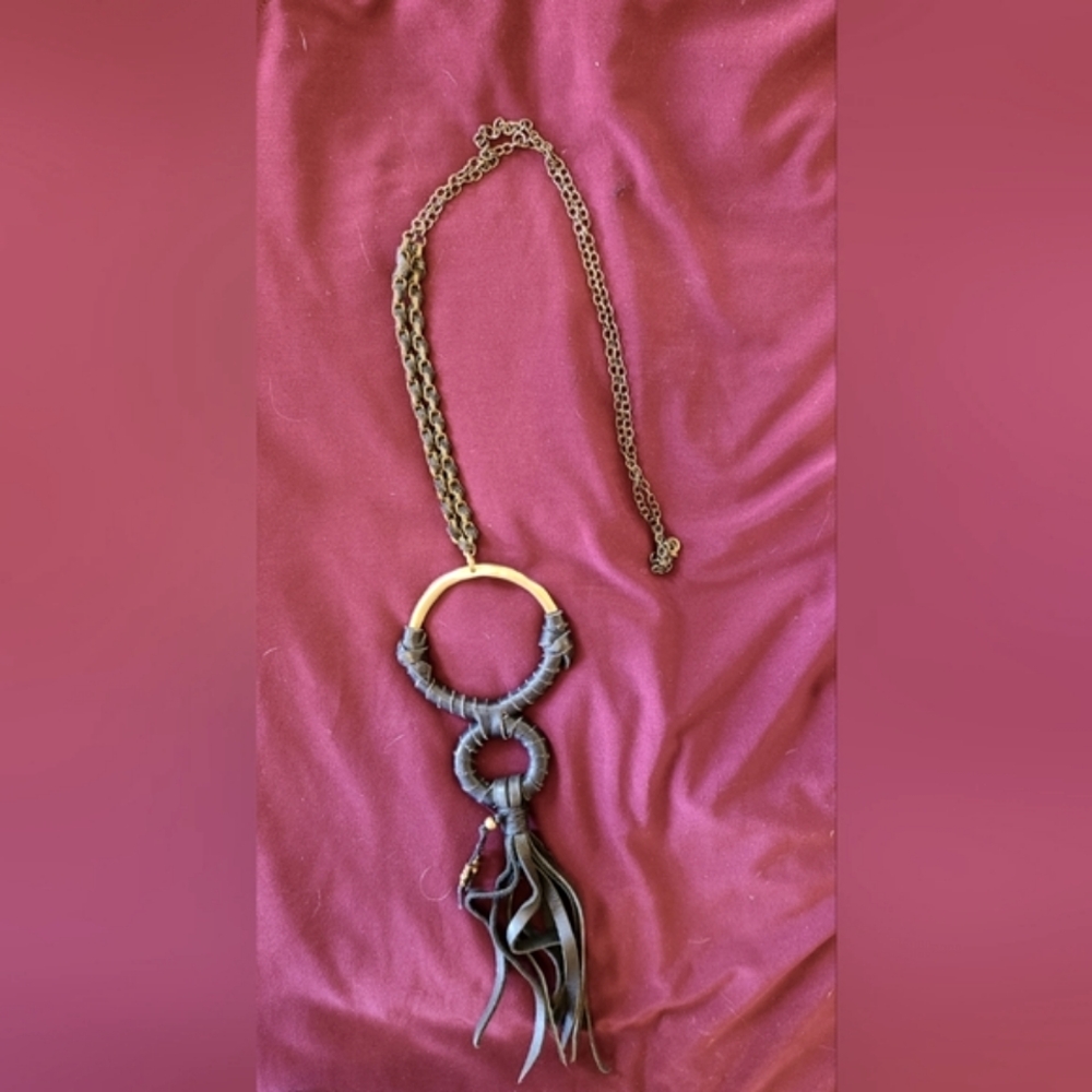 Leather wrapped necklace